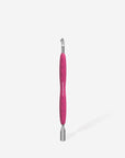 Manicure pusher Gummy with silicone handle UNIQ 10 TYPE 4.2 (rounded narrow pusher and bent blade)- PQ-10/4.2