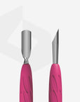 Manicure pusher with silicone handle “Gummy†UNIQ 10 TYPE 2 (narrow rounded pusher + slanted pusher)