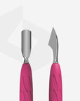 Manicure pusher with silicone handle “Gummy†UNIQ 10 TYPE 3 (narrow rounded pusher + hatchet)