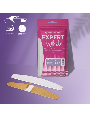 White disposable files for crescent nail file (soft base) Staleks Pro Expert 40, 240 grit (30 pcs)-DFE-40-240w