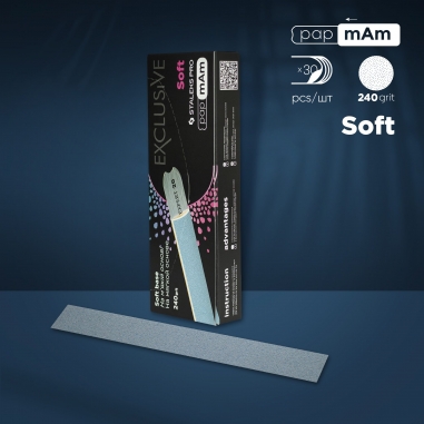 Disposable files papmAm for straight nail file (soft base) Staleks Pro Exclusive 20, 240 grit (30 pcs) - DFCX-20-240