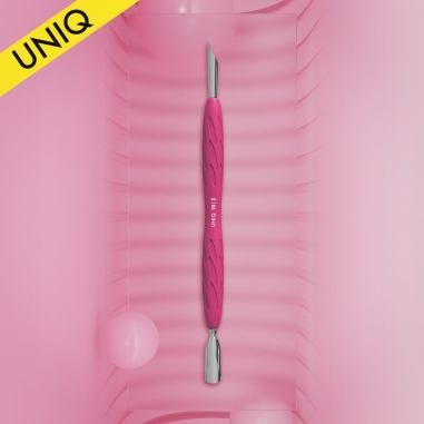 Manicure pusher with silicone handle “Gummy” UNIQ 10 TYPE 2 (narrow rounded pusher + slanted pusher)