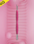 Manicure pusher with silicone handle â€œGummyâ€ UNIQ 10 TYPE 2 (narrow rounded pusher + slanted pusher)